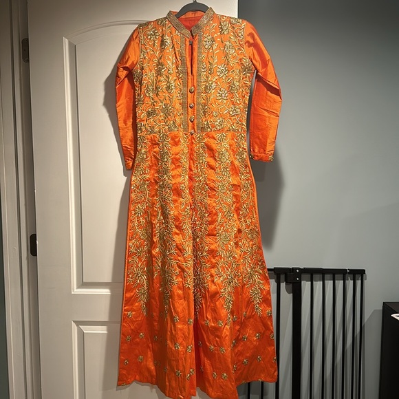 Other - Orange and Gold Anarkali Dress